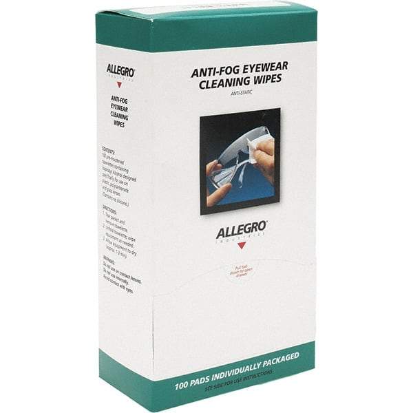 Allegro - Lens Cleaning Towelettes & Tissues - 5X8 PRE-MOISTND 100/BX EYEWEAR CLEANING WIPES - Industrial Tool & Supply