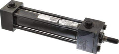 Schrader Bellows - 1-1/2" Bore, 5/8" Rod Diam, Double Acting NFPA Tie Rod Cylinder - 6" Stroke Length, 7/16-20 Rod Thread, 12-3/8" OAL, Prepared for Bolt on Mount - Industrial Tool & Supply