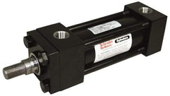 Schrader Bellows - 2-1/2" Bore, 1" Rod Diam, Double Acting NFPA Tie Rod Cylinder - 4" Stroke Length, 3/4-16 Rod Thread, 11-1/4" OAL, Prepared for Bolt on Mount - Industrial Tool & Supply