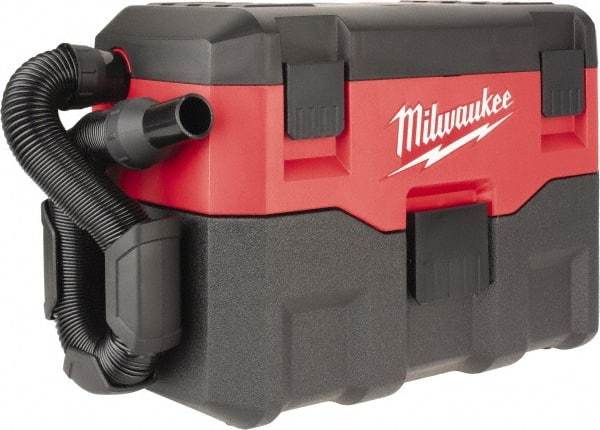 Milwaukee Tool - 2 Gal Plastic Tank, Battery Powered Portable Wet/Dry Vacuum - 18 Volt, 6' Hose Fitting, Cordless, Cleanstream Washable Wet/Dry, Accessories Included - Industrial Tool & Supply