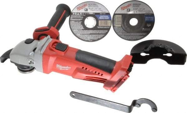 Milwaukee Tool - 4-1/2" Wheel Diam, 8,000 RPM, Cordless Cutoff & Cutoff-Grinder Tool - Right Angle Handle - Industrial Tool & Supply