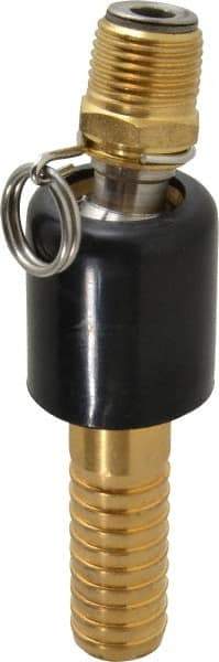 SuperKlean - 1/2 NPT x 3/4" Hose Barb, Ball Type Swivel Hose Adapter - Brass & Stainless Steel - Industrial Tool & Supply