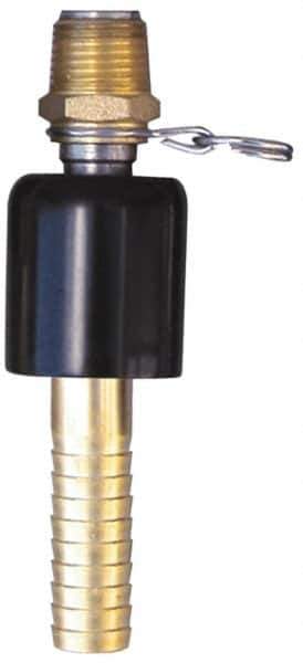SuperKlean - 1/2 NPT x 5/8" Hose Barb, Ball Type Swivel Hose Adapter - Brass & Stainless Steel - Industrial Tool & Supply