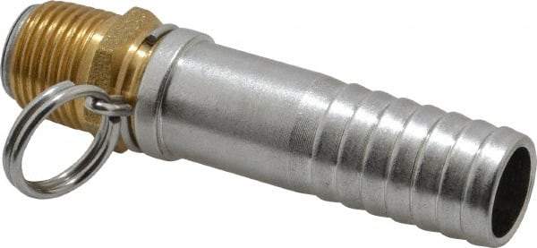 SuperKlean - 1/2 NPT x 3/4" Hose Barb, Swivel Hose Adapter - Brass & Stainless Steel - Industrial Tool & Supply