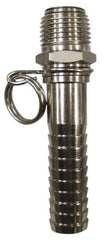 SuperKlean - NPT x 5/8" Hose Barb, Swivel Hose Adapter - Stainless Steel - Industrial Tool & Supply