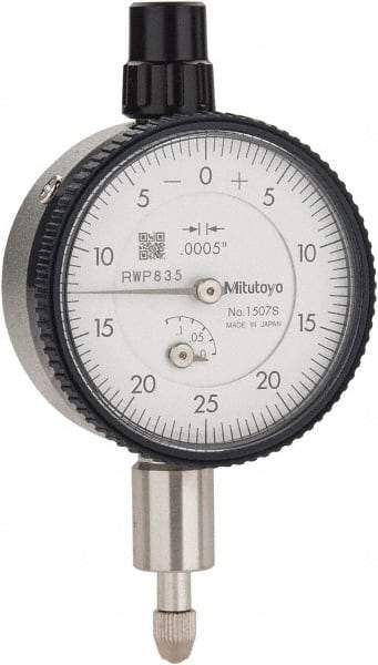 Mitutoyo - 1/8" Range, 0-25-0 Dial Reading, 0.0005" Graduation Dial Drop Indicator - 1-5/8" Dial, 0.05" Range per Revolution, 0.0005" Accuracy, Revolution Counter - Industrial Tool & Supply