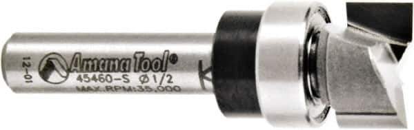 Amana Tool - 1/2" Cut Diam, 1/4" Length of Cut, 2 Flute Pattern-Cutting Edge Profile Router Bit - Solid Carbide, 1/4" Shank Diam, 1-5/8" OAL, Uncoated - Industrial Tool & Supply