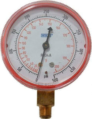 Wika - 2-1/2" Dial, 1/8 Thread, 0-500 Scale Range, Pressure Gauge - Lower Connection Mount, Accurate to 1-2-5% of Scale - Industrial Tool & Supply