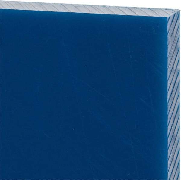Made in USA - 1/2" Thick x 12" Wide x 1' Long, Polyethylene (UHMW) Sheet - Blue, Glass-Filled Grade - Industrial Tool & Supply