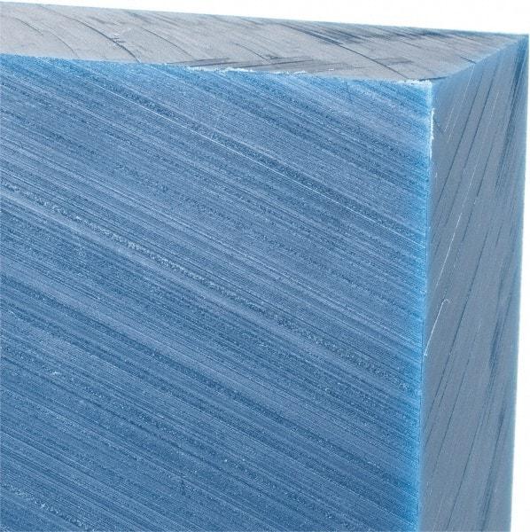 Made in USA - 1-1/2" Thick x 12" Wide x 1' Long, Polyethylene (UHMW) Sheet - Blue, Glass-Filled Grade - Industrial Tool & Supply