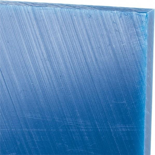 Made in USA - 3/8" Thick x 24" Wide x 4' Long, Polyethylene (UHMW) Sheet - Blue, Glass-Filled Grade - Industrial Tool & Supply