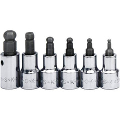 SK - 6 Piece 3/8" Drive Inch Ball Hex Bit Socket Set - 5/32 to 3/8" Hex - Industrial Tool & Supply