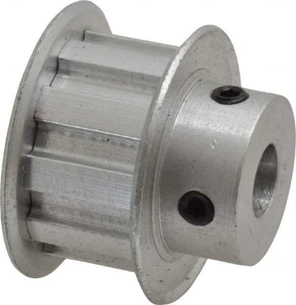 Power Drive - 10 Tooth, 3/8" Inside x 1.164" Outside Diam, Hub & Flange Timing Belt Pulley - 1/2" Belt Width, 1.194" Pitch Diam, 0.719" Face Width, Aluminum - Industrial Tool & Supply
