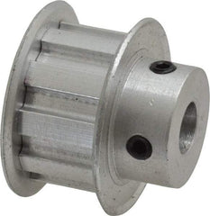 Power Drive - 10 Tooth, 3/8" Inside x 1.164" Outside Diam, Hub & Flange Timing Belt Pulley - 1/2" Belt Width, 1.194" Pitch Diam, 0.719" Face Width, Aluminum - Industrial Tool & Supply