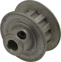 Power Drive - 10 Tooth, 3/16" Inside x 0.617" Outside Diam, Hub & Flange Timing Belt Pulley - 1/4" Belt Width, 0.637" Pitch Diam, 0.438" Face Width, Aluminum - Industrial Tool & Supply