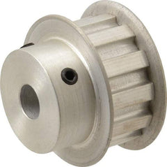 Power Drive - 12 Tooth, 3/8" Inside x 1.402" Outside Diam, Hub & Flange Timing Belt Pulley - 1/2" Belt Width, 1.432" Pitch Diam, 0.719" Face Width, Aluminum - Industrial Tool & Supply