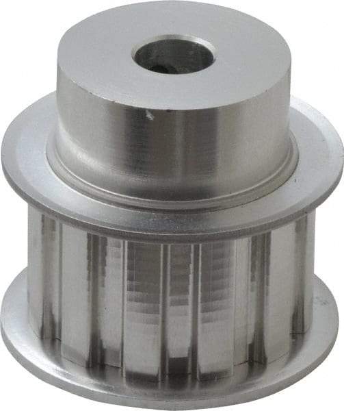 Power Drive - 12 Tooth, 3/8" Inside x 1.402" Outside Diam, Hub & Flange Timing Belt Pulley - 3/4" Belt Width, 1.432" Pitch Diam, 1" Face Width, Aluminum - Industrial Tool & Supply