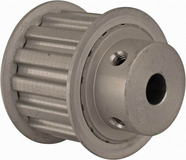 Power Drive - 14 Tooth, 3/8" Inside x 1.641" Outside Diam, Hub & Flange Timing Belt Pulley - 1" Belt Width, 1.671" Pitch Diam, 1-1/4" Face Width, Aluminum - Industrial Tool & Supply