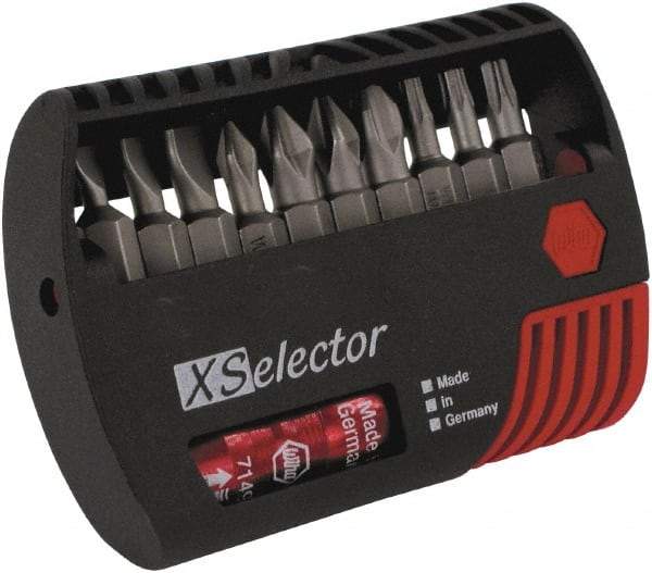 Wiha - 11 Piece, 1/4" Drive Screwdriver Insert Bit Set - #0 to #3 Phillips, T10 to T20 Torx, 5.5, 6.5 & 8mm Slotted - Industrial Tool & Supply