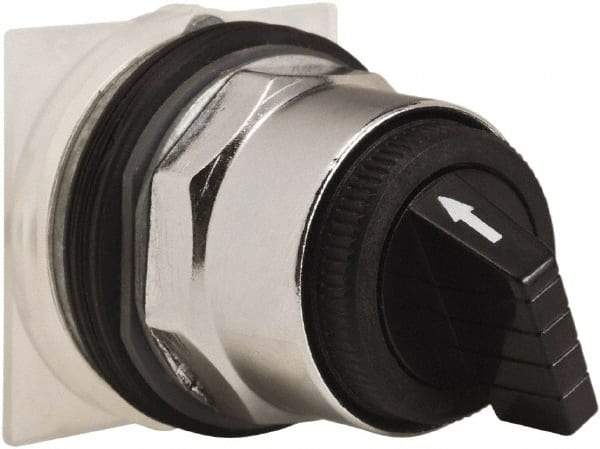 Schneider Electric - 30mm Mount Hole, 4 Position, Knob and Pushbutton Operated, Selector Switch Only - Black, Maintained (MA), without Contact Blocks, Weatherproof and Dust and Oil Resistant - Industrial Tool & Supply