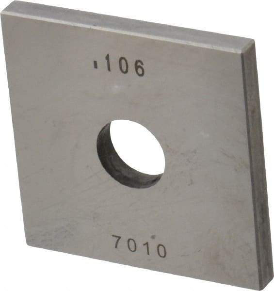 Value Collection - 0.106" Square Steel Gage Block - Accuracy Grade 0, Includes NIST Traceability Certification - Industrial Tool & Supply