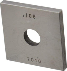 Value Collection - 0.106" Square Steel Gage Block - Accuracy Grade 0, Includes NIST Traceability Certification - Industrial Tool & Supply