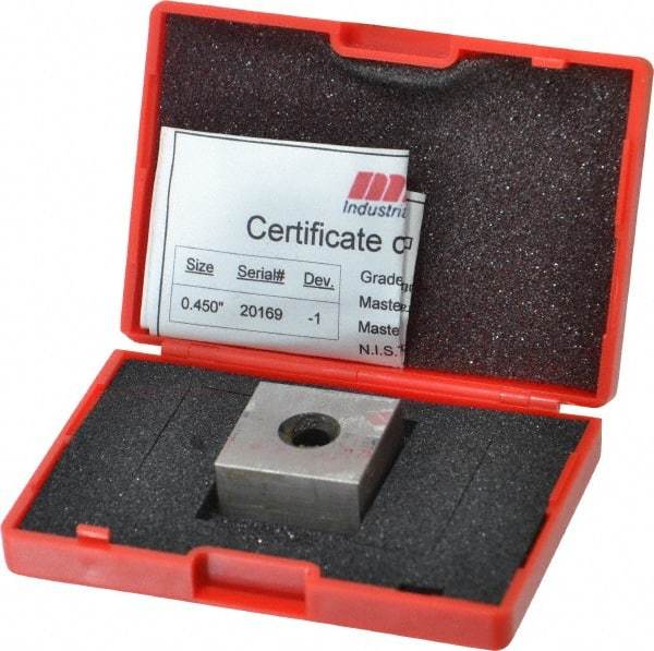 Value Collection - 0.45" Square Steel Gage Block - Accuracy Grade 0, Includes NIST Traceability Certification - Industrial Tool & Supply