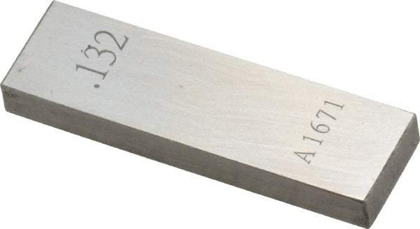 Value Collection - 0.132" Rectangular Steel Gage Block - Accuracy Grade 0, Includes NIST Traceability Certification - Industrial Tool & Supply
