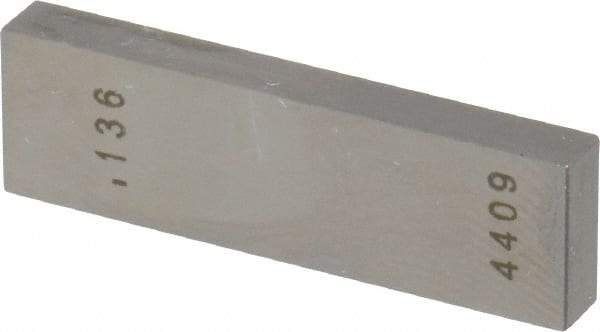 Value Collection - 0.136" Rectangular Steel Gage Block - Accuracy Grade AS-1, Includes NIST Traceability Certification - Industrial Tool & Supply