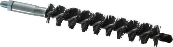 Schaefer Brush - 4" Brush Length, 3/4" Diam, Single Stem, Single Spiral Tube Brush - 6-1/4" Long, Silicone Carbide Impregnated Nylon, 1/4-28 Male Connection - Industrial Tool & Supply