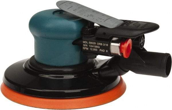 Dynabrade - 12,000 OPM, 14 CFM Air Consumption, Palm Air Orbital Sander - Round Pad, 1/4 NPT Inlet - Industrial Tool & Supply