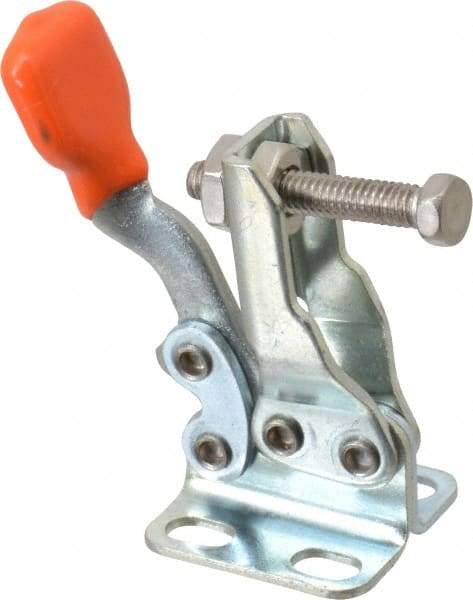 Lapeer - 100 Lb Holding Capacity, Horizontal Handle, Manual Hold Down Toggle Clamp - 85° Handle Movement, 95° Bar Opening, U-Bar, Flanged Base, Carbon Steel - Industrial Tool & Supply