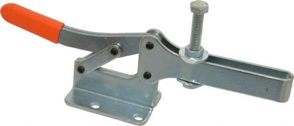 Lapeer - 600 Lb Holding Capacity, Horizontal Handle, Manual Hold Down Toggle Clamp - 80° Handle Movement, 100° Bar Opening, Solid Bar, Flanged Base, Carbon Steel - Industrial Tool & Supply