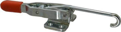 Lapeer - 200 Lb Capacity, Horizontal, J Hook, Flanged Base, Carbon Steel Pull Action Latch Clamp - 2-3/8" Drawing Movement, 5-11/16" OAL, Straight Handle - Industrial Tool & Supply