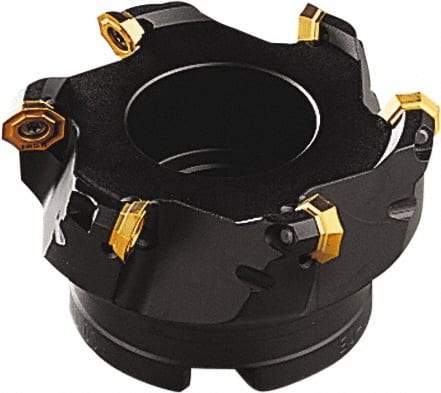 Seco - 59mm Cut Diam, 22mm Arbor Hole, 3.5mm Max Depth of Cut, 43° Indexable Chamfer & Angle Face Mill - 4 Inserts, OF.. 05.. Insert, Right Hand Cut, 4 Flutes, Series OctoMill - Industrial Tool & Supply