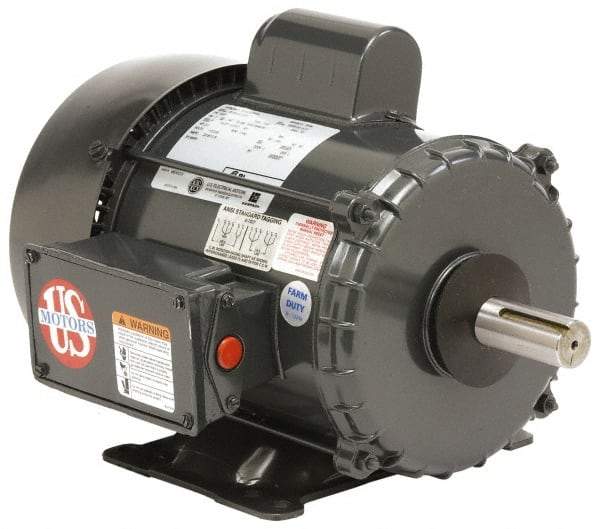 US Motors - 7-1/2 hp, TEFC Enclosure, No Thermal Protection, 1,175 RPM, 230/460 Volt, 60 Hz, Three Phase Standard Efficient Motor - Size 254 Frame, Rigid Mount, 1 Speed, Ball Bearings, 20.4/10.2 Full Load Amps, F Class Insulation, Reversible - Industrial Tool & Supply