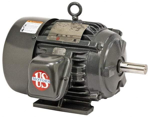 US Motors - 2 hp, TEFC Enclosure, No Thermal Protection, 1,740 RPM, 200 Volt, 60 Hz, Three Phase Energy Efficient Motor - Size 145 Frame, Rigid Mount, 1 Speed, Ball Bearings, 6.9 Full Load Amps, F Class Insulation, Reversible - Industrial Tool & Supply