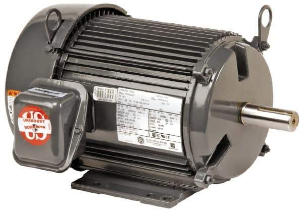 US Motors - 1.5 hp, TEFC Enclosure, No Thermal Protection, 3,505 RPM, 575 Volt, 60 Hz, Three Phase Premium Efficient Motor - Size 143 Frame, Rigid Mount, 1 Speed, Ball Bearings, 1.6 Full Load Amps, F Class Insulation, Reversible - Industrial Tool & Supply