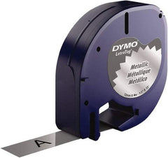 Dymo - 1/2" Wide x 156" Long, Black on Silver Metallic Tape - For DYMO Letratag Printers - Industrial Tool & Supply