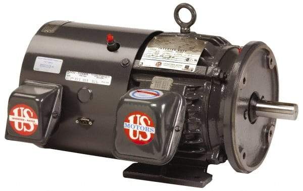 US Motors - 3 hp, TEFC Enclosure, No Thermal Protection, 1,180 RPM, 230/460 Volt, 60 Hz, Three Phase Premium Efficient Motor - Size 213 Frame, Rigid Mount, 1 Speed, Ball Bearings, 8.7/4.4 Full Load Amps, F Class Insulation, Reversible - Industrial Tool & Supply