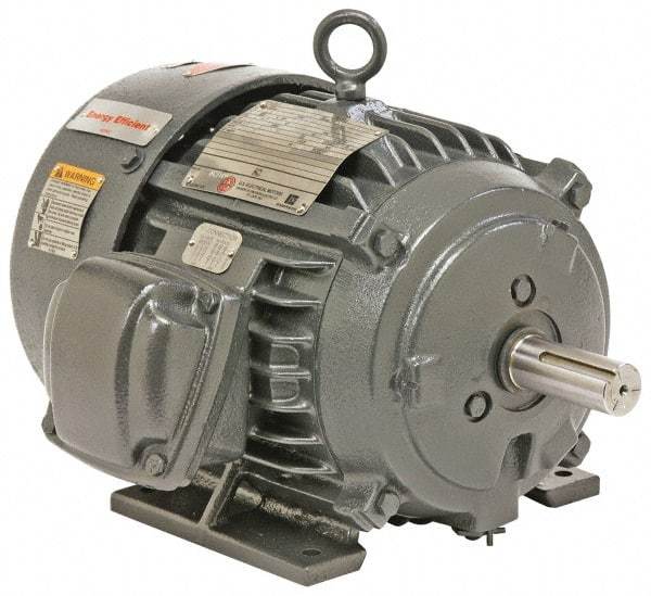 US Motors - 1 hp, TEFC Enclosure, No Thermal Protection, 1,150 RPM, 230/460 Volt, 60 Hz, Three Phase Energy Efficient Motor - Size 145 Frame, Rigid Mount, 1 Speed, Ball Bearings, 3.6/1.8 Full Load Amps, F Class Insulation, Reversible - Industrial Tool & Supply