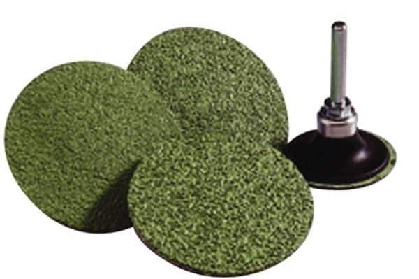 Norton - 3" Disc Diam, 80 Grit, Zirconia Alumina Quick Change Disc - Type R Attaching System, Coated, Green, Medium Grade, 20,000 RPM, R801 Series - Industrial Tool & Supply