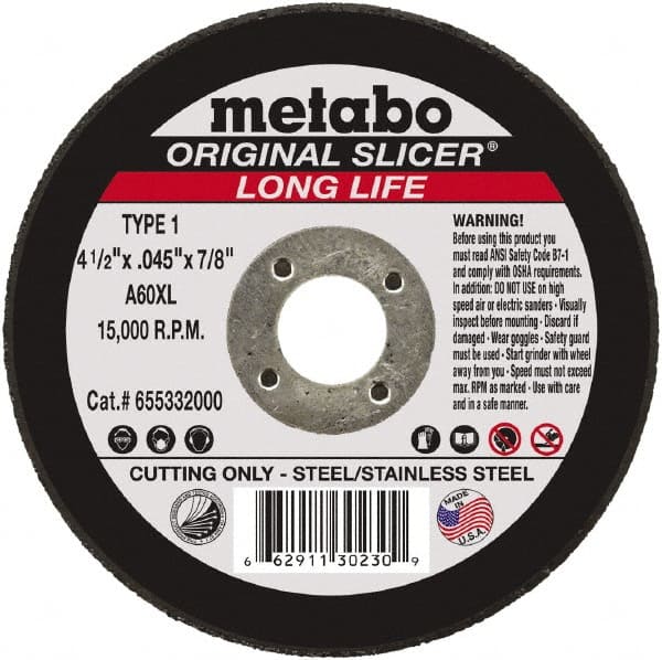 Metabo - 7 x 1/4, 7/8" Hole 24 Grit Aluminum Oxide Cutoff Wheel - Industrial Tool & Supply