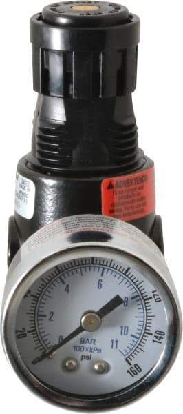 Wilkerson - 1/8 NPT Port, 13 CFM, Zinc Miniature Regulator - 2 to 125 psi Range, 300 Max psi Supply Pressure, 1/8" Gauge Port Thread, 1.65" Wide x 2.88" High - Industrial Tool & Supply