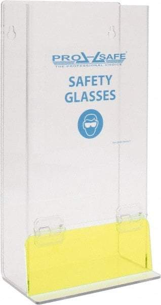 PRO-SAFE - 25 Pair Stack Style Acrylic Safety Glasses Dispenser - 8 Inch Wide x 18 Inch High x 4 Inch Deep, Wall Mount - Industrial Tool & Supply