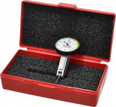 Starrett - 0.01 Inch Range, 0.0001 Inch Dial Graduation, Horizontal Dial Test Indicator - 1-3/8 Inch White Dial, 0-5-0 Dial Reading - Industrial Tool & Supply