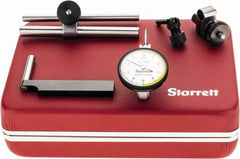 Starrett - 7 Piece, 0" to 0.01" Measuring Range, 1-3/8" Dial Diam, 0-5-0 Dial Reading, White Dial Test Indicator Kit - 13/16" Contact Point Length, 2mm Ball Diam, 0.0001" Dial Graduation - Industrial Tool & Supply