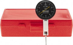 Starrett - 0.01 Inch Range, 0.0001 Inch Dial Graduation, Horizontal Dial Test Indicator - 1-3/8 Inch Black Dial, 0-5-0 Dial Reading - Industrial Tool & Supply