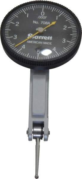 Starrett - 7 Piece, 0" to 0.01" Measuring Range, 1-3/8" Dial Diam, 0-5-0 Dial Reading, Black Dial Test Indicator Kit - 13/16" Contact Point Length, 2mm Ball Diam, 0.0001" Dial Graduation - Industrial Tool & Supply