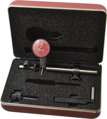 Starrett - 7 Piece, 0" to 0.01" Measuring Range, 1-3/8" Dial Diam, 0-5-0 Dial Reading, Red Dial Test Indicator Kit - 13/16" Contact Point Length, 2mm Ball Diam, 0.0001" Dial Graduation - Industrial Tool & Supply
